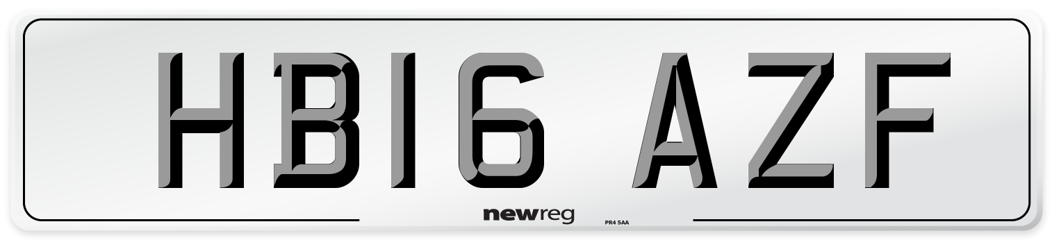HB16 AZF Number Plate from New Reg